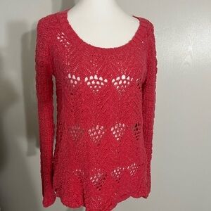 Lucky Brand Coral 100% Cotton Knit Sweater XL